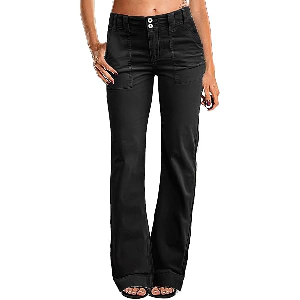 Double Button Mid Waist Straight Leg Pants, Green / 2XL
