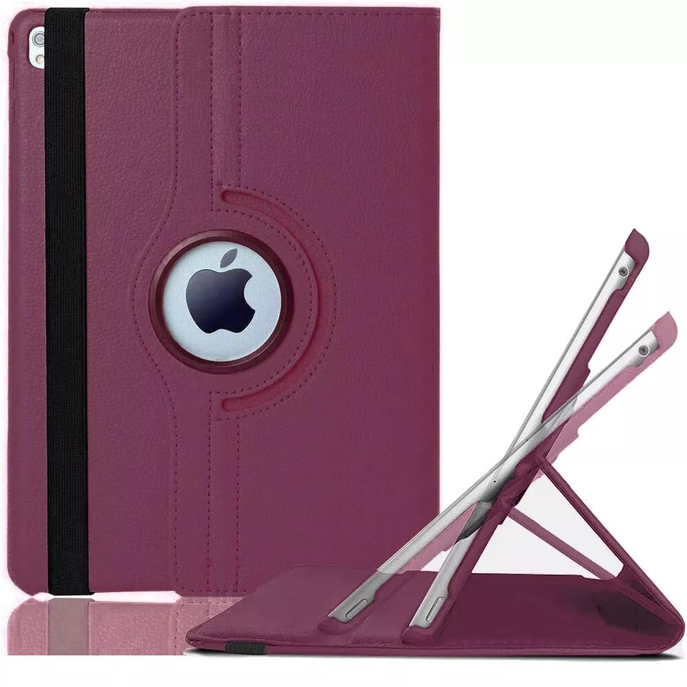 World Biz 360 Rotation Case for iPad Pro 12.9" (2015-2017) (1st / 2nd Generation) Shockproof PU Leather Book Style Flip Folio 360° Rotating Protection Cover With Folding Stand Function (Purple) — image 1