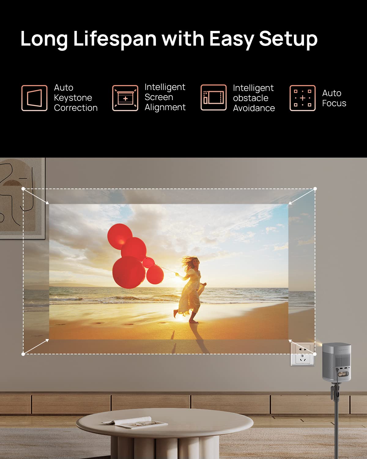 XGIMI MoGo 2 Portable Projector, Mini Projector with Wifi and Bluetooth, 400 ISO Lumens Movie Projector, Android TV 11.0, 2X8W Speakers, Auto Focus, Object Avoidance, and Screen Adaption