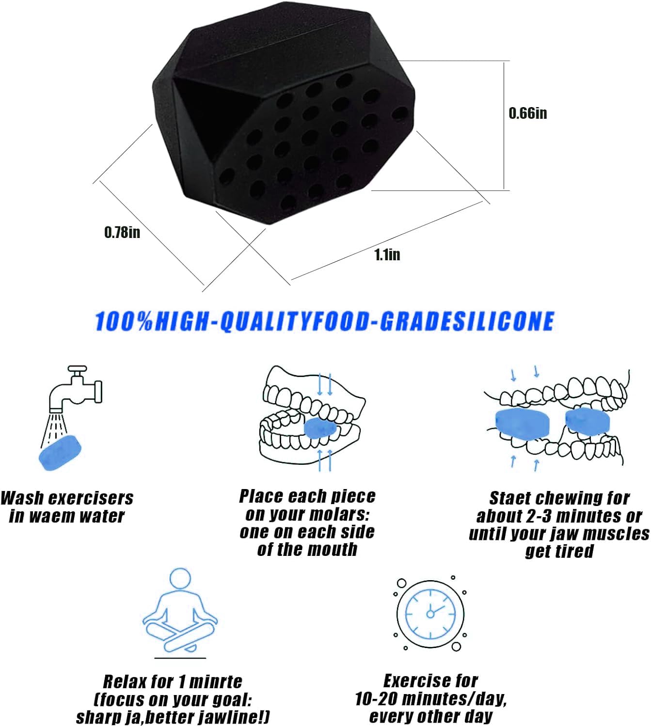 FGVOPJM Jaw Exerciser for Man and Woman 3 Resistance Levels (6 pcs) BPA Free Silicone Jawline Exerciser Gum Tablets Jaw Trainer & Jaw Shaper for Beginner, Intermediate & Advanced Users