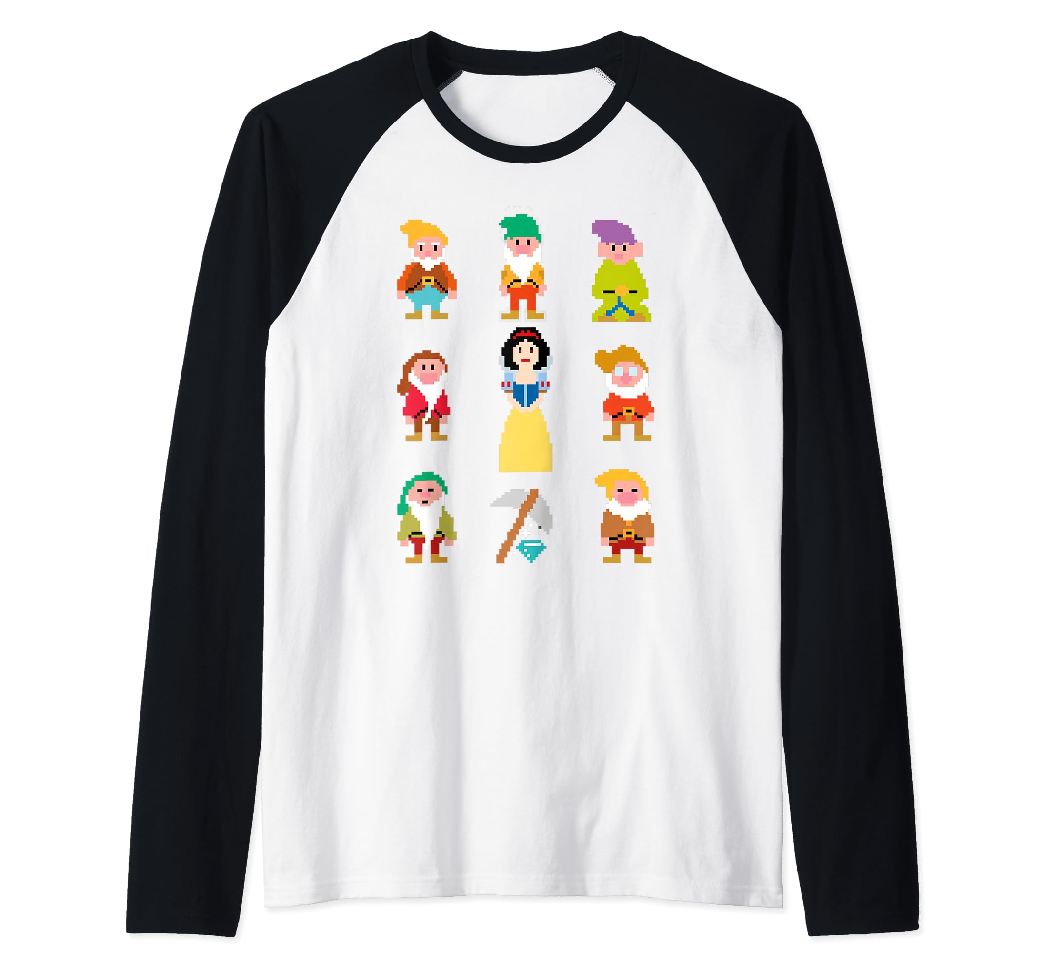 Disney Snow White & Pixelated Dwarfs Raglan Baseball Tee