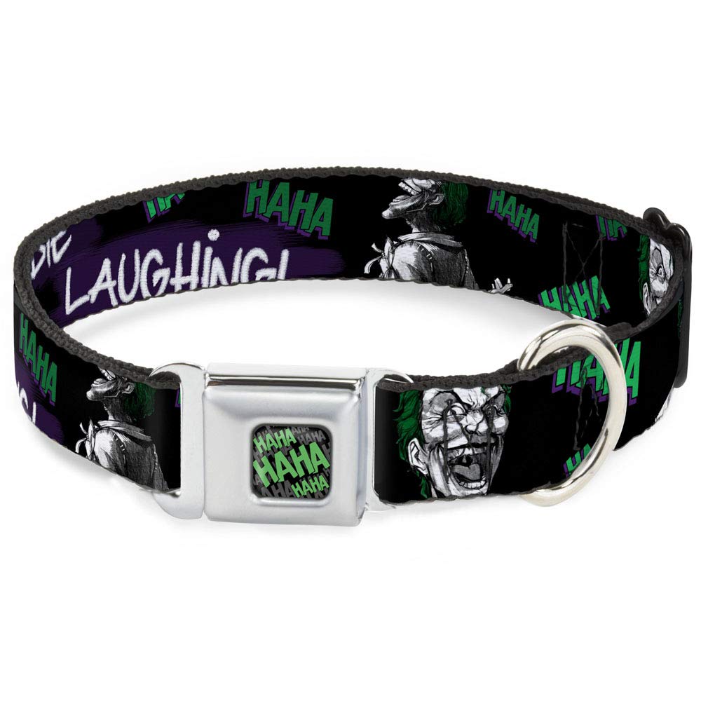Buckle Down 15-26" "JKK-HAHA Stacked Full Color Black/Gray/Green Dog Collar, Large
