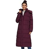 ROYAL MATRIX Women's Long Quilted Puffer Coat, Winter Warm Maxi Puffer Jacket with Detachable Hood