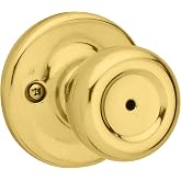 Kwikset Mobile Home Interior Privacy Door Knob with Lock, Door Handle For Bathroom and Bedroom, Polished Brass Keyless Turn Lock Doorknob