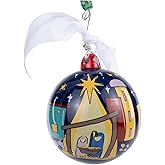 Glory Haus Colorful Nativity Christmas Tree Ornaments - Hand-Painted Ceramic Christmas Ornaments for Tree, Nativity Ball Decorations for Home, Decorative Hanging Bulbs