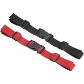 PATIKIL Backpack Chest Strap Set, 2 Pack Polyester Webbing Adjustable Replacement Strap with Quick-Release Buckle for Bag Outdoor Hiking Cycling, Black Red