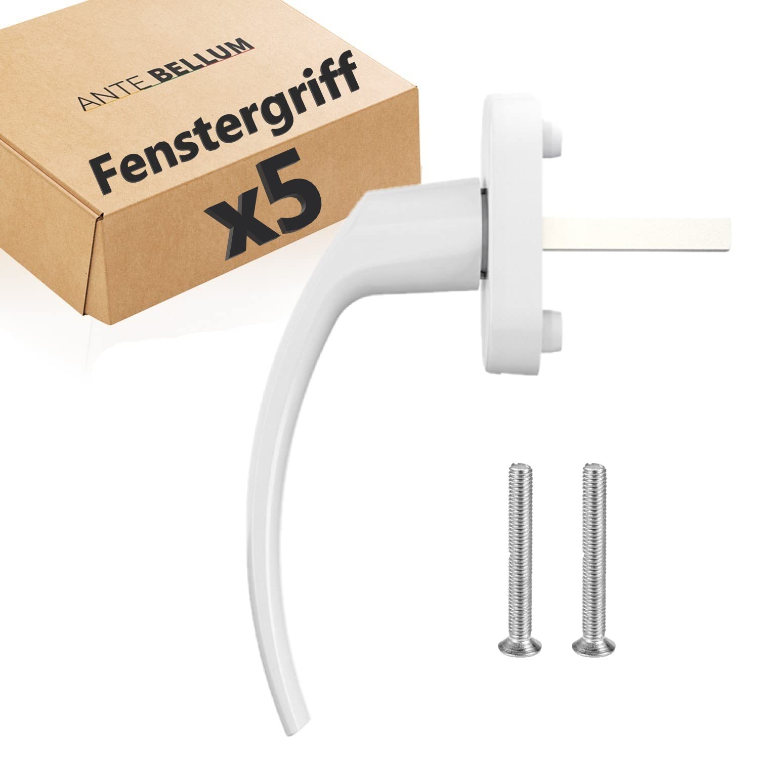 Ante bellum White Aluminium Window Handle - Safe and Stylish Accessory for Windows and Doors with 35mm Long pin. Suitable for Most Standard Windows. (White, 5 Units)