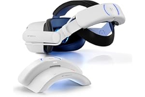 BINBOK VR Head Strap with Battery Pack for Quest 2, Dual Replaceable Battery Combo(2x8000mAh) with Charging Dock, Adjustable Design Elite Strap VR Accessories (Battery Strap for Quest 2)