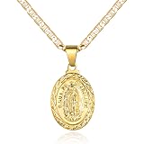18K Gold Virgin Mary Necklace 