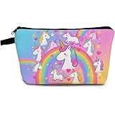 YULUENZE Rainbow Unicorn Makeup Bag Cute Small Organizer Bag with Zipper Rainbow Unicorn Cosmetic Bag Aesthetic Birthday Present for Women Friends -1