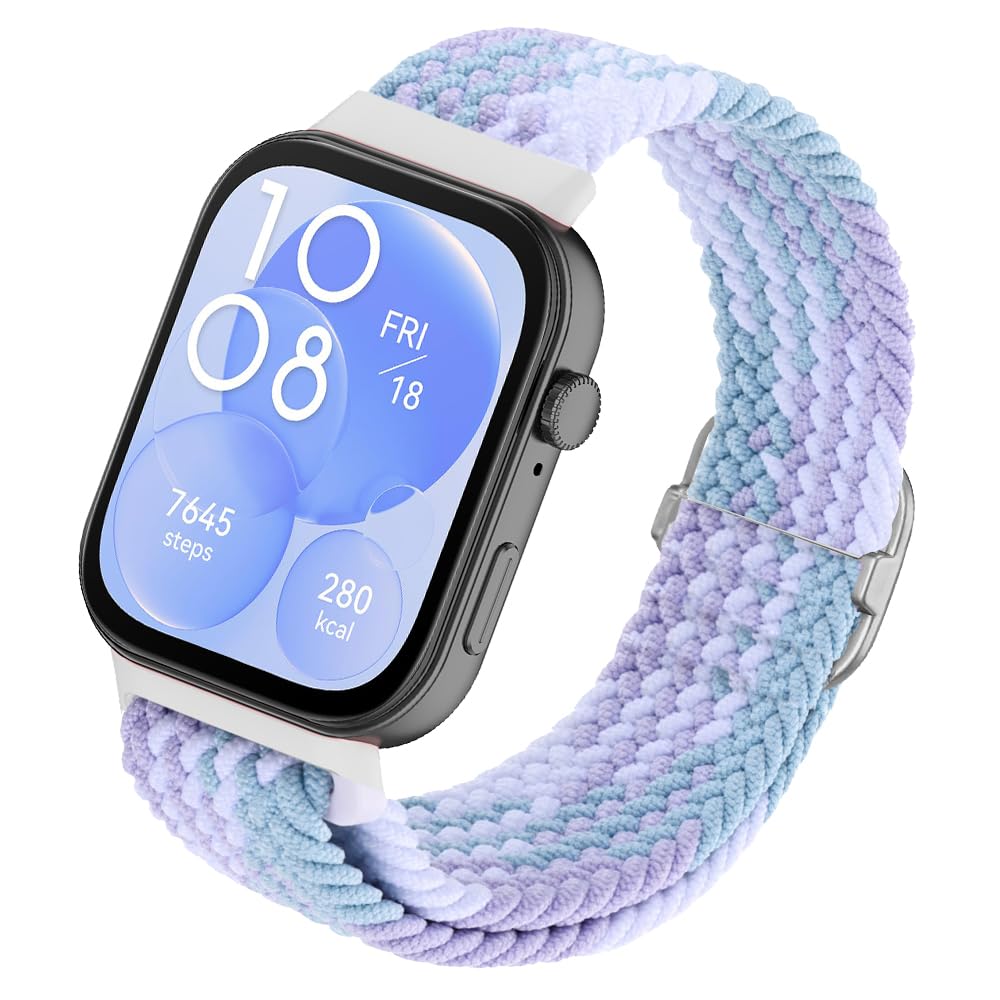 SeNool Strap Compatible with Huawei Watch Fit 4/Fit 4 Pro/Fit 3, [Nylon Braided Watch Band] [Soft, Breathable, Durable, Light], Replacement Bracelet for Huawei Watch Fit 4/Fit 4 Pro/Fit 3 - Purple