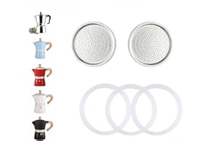 DITOSH 2 Pcs Filter with 3 Pcs Silicone Gasket Seals for 6 Cup Stovetop Espresso Coffee Maker Replacement Parts for DITOSH Aluminium Moka Pot