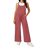 NILOUFO Women Wide Leg Bib Overalls Casual Loose Jumpsuits Sleeveless Adjustable Strap Rompers with Pockets