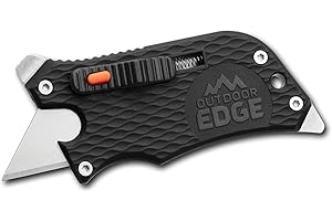 Outdoor Edge SlideWinder - Utility Knife Multitool with Standard Replaceable Razor Blade, Screwdrivers, Prybar, Bottle Opener and Pocket Clip with Locking Auto-Retracting Blade