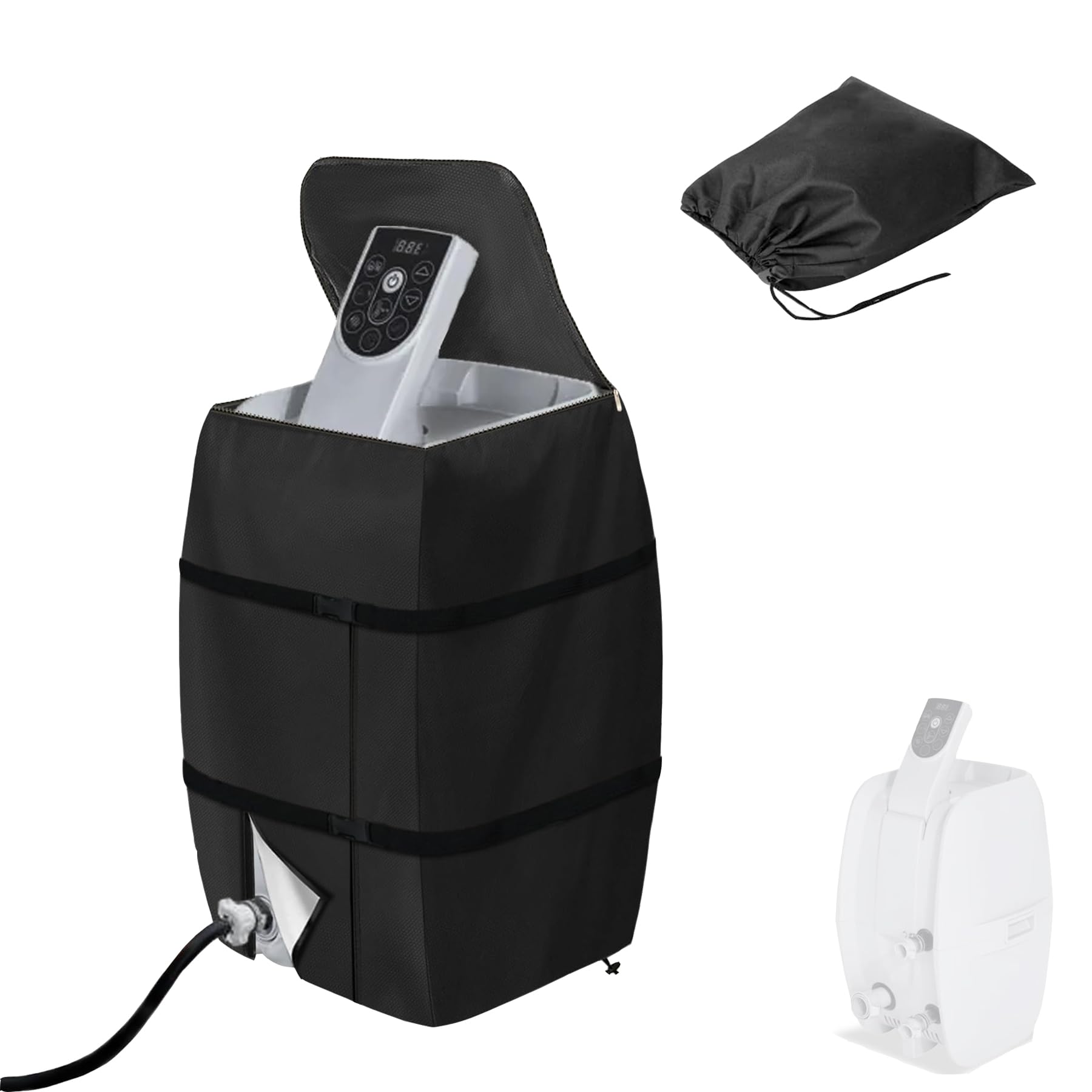 Hot Tub Pump Cover, Spa Heater Pump Cover, Hot Tub Insulated Pump Cover, Inflatable Bathtub Pump Cover, 420D Oxford cloth Waterproof Dustproof, for Tub/Pool Outdoor, 16.9*14.9*21.2inch, Grey (Black)