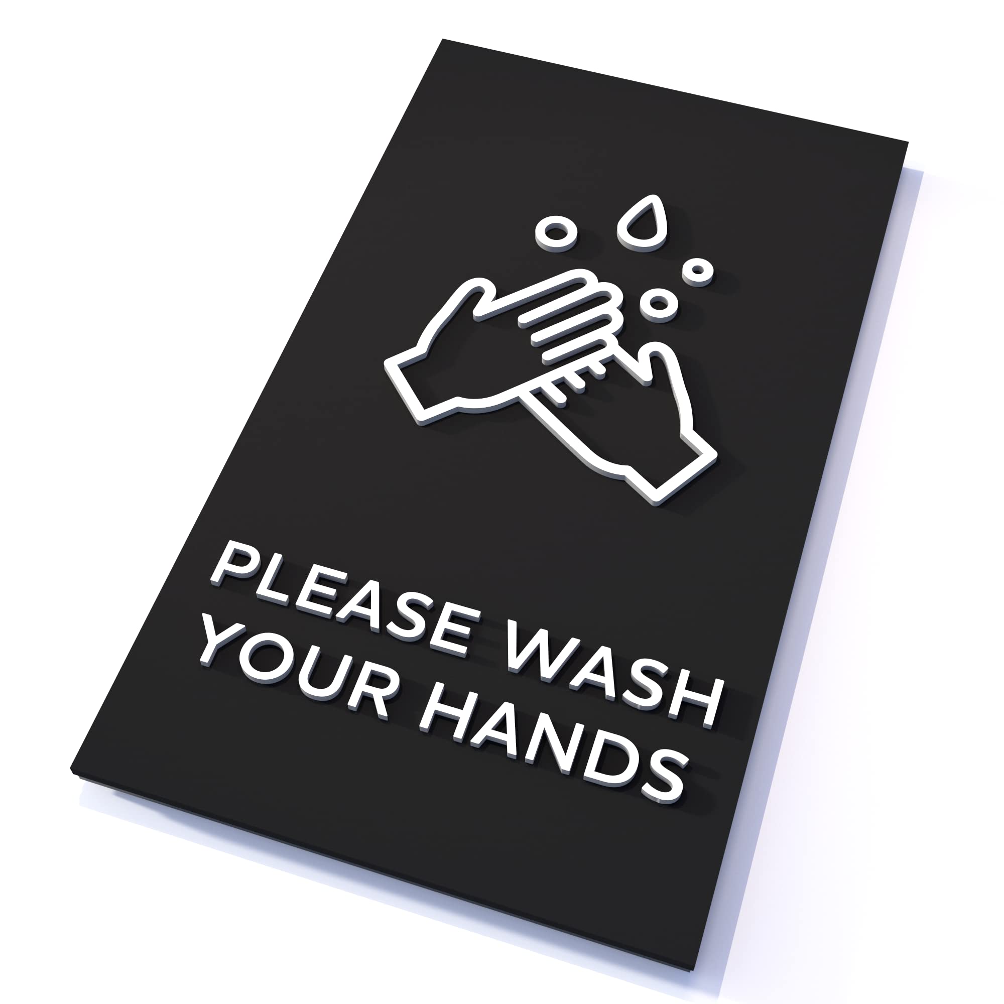 Kubik Letters Please Wash Your Hands Sign, Modern Design Sign for Commercial Area with 3M Double Sided Tape