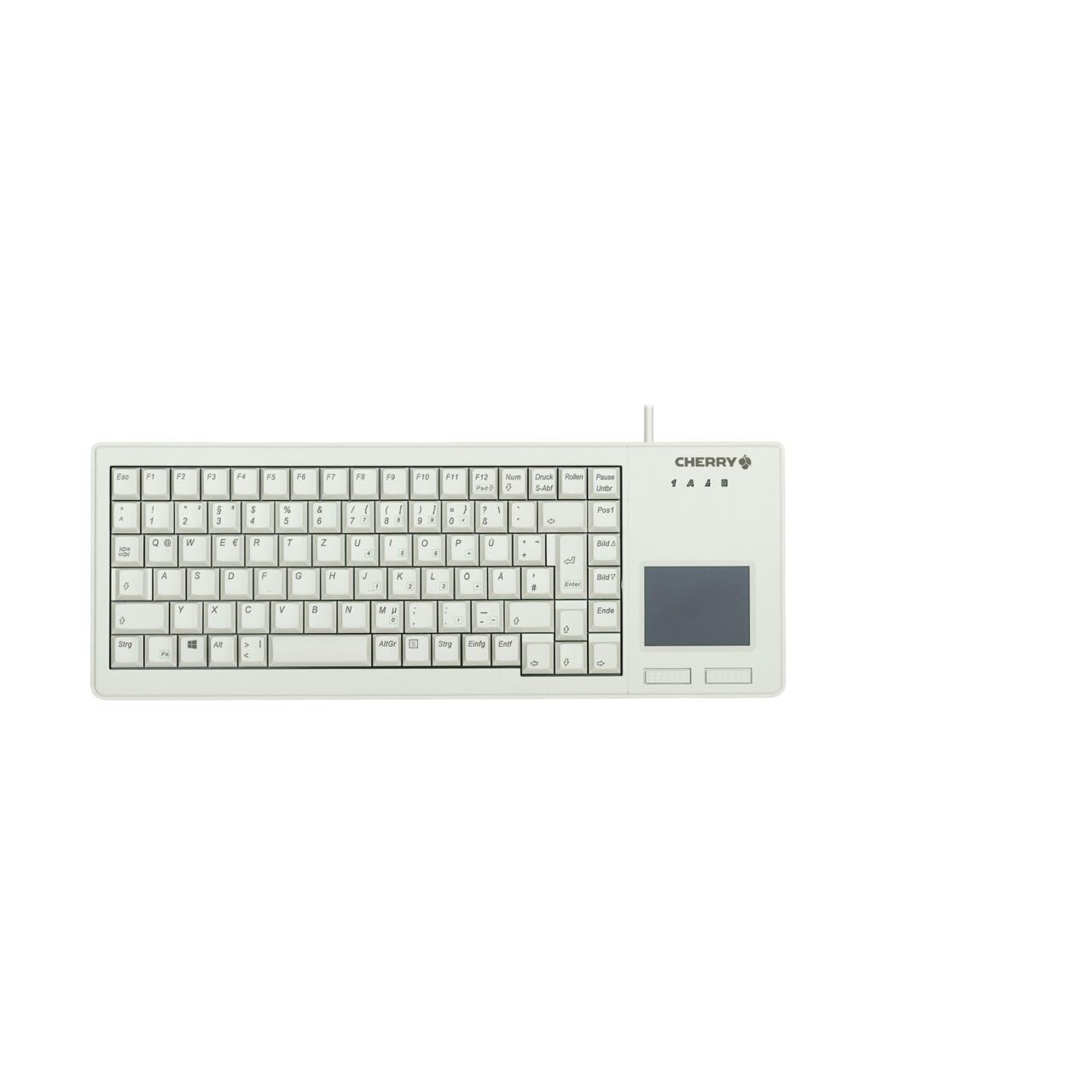CHERRY G84-5500 XS, Compact Keyboard with Touchpad, EU Layout (QWERTY), Wired (USB-A port), Mechanical ML Switches, Light Grey