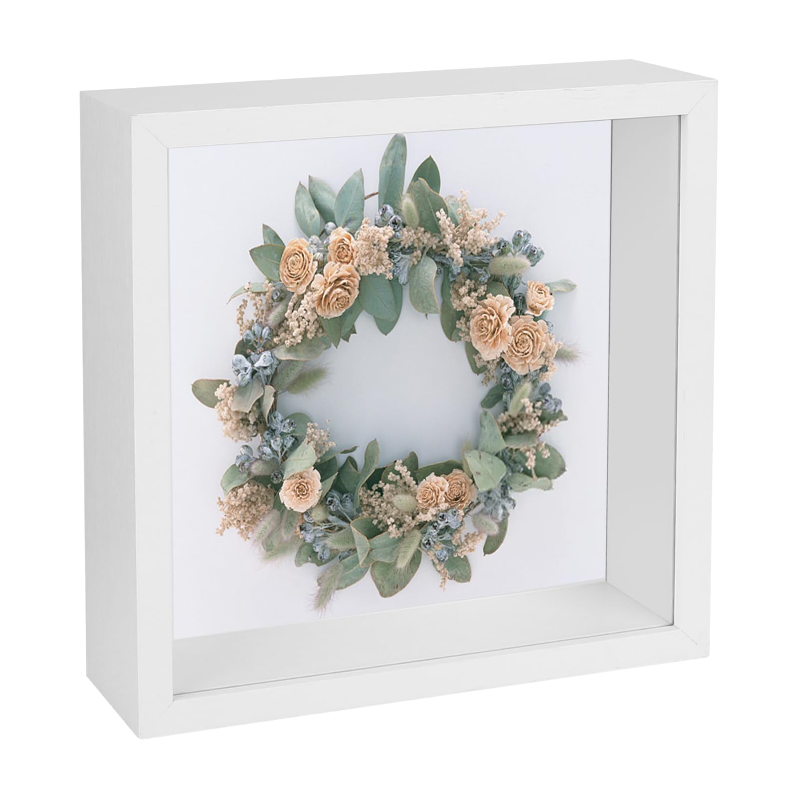XTDMJ 3D Picture Frame 20 x 20 cm Deep Wooden Object Frame with Acrylic Plate for Wall Hanging or Desktop Family Memory Gifts