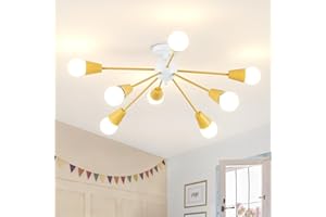 Ymlii Yellow Sputnik Chandelier Ceiling Light Fixture, 8-Lights Modern Sputnik Lights Fixture with E26 Base