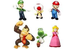FCLWZN 6 Pcs Set Mario Toy Bros Super Mary Princess, Turtle, Mushroom, Orangutan, Super Mary Action Figures （1.7-3.8 inches）