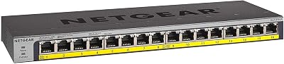 NETGEAR GS116LP 16-Port PoE Gigabit Switch Unmanaged 76W Desktop/Wall/Rack