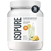 Isopure Clear Whey Isolate Protein Powder, Lactose Free, Gluten Free, Naturally Flavored, Citrus Lemonade, 20g Protein Per Serving, 14.1 Oz, 16 Servings (Packaging May Vary)