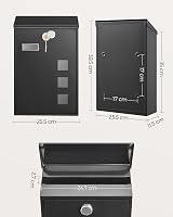 SONGMICS Modern Wall Mounted Post Box with Viewing Windows Copper Core Lock view 6