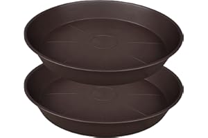 Bleuhome 2 Pack of 20 22 inch Plant Saucer, 3.6" Depth Tray, Large Deep Heavy Duty Saucers for Pots, Garden Plastic Flower Plant Trays for Indoors Outdoor, Tray for Planter 19-23" (Brown)