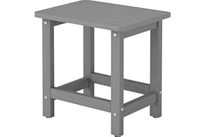 BIVODA Weatherproof Outdoor Side Table, HDPE Small Outdoor Table for Adirondack, 16.6-Inch Patio Square End Tables for Garden, Backyard, Porch, Deck, Balcony, Poolside (Grey)