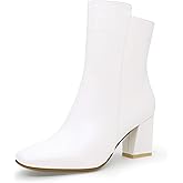 IDIFU Women's Ada Fashion Square Toe Ankle Boots Low Block Heel Short Boots Side Zipper Booties Shoes- Half Size Larger