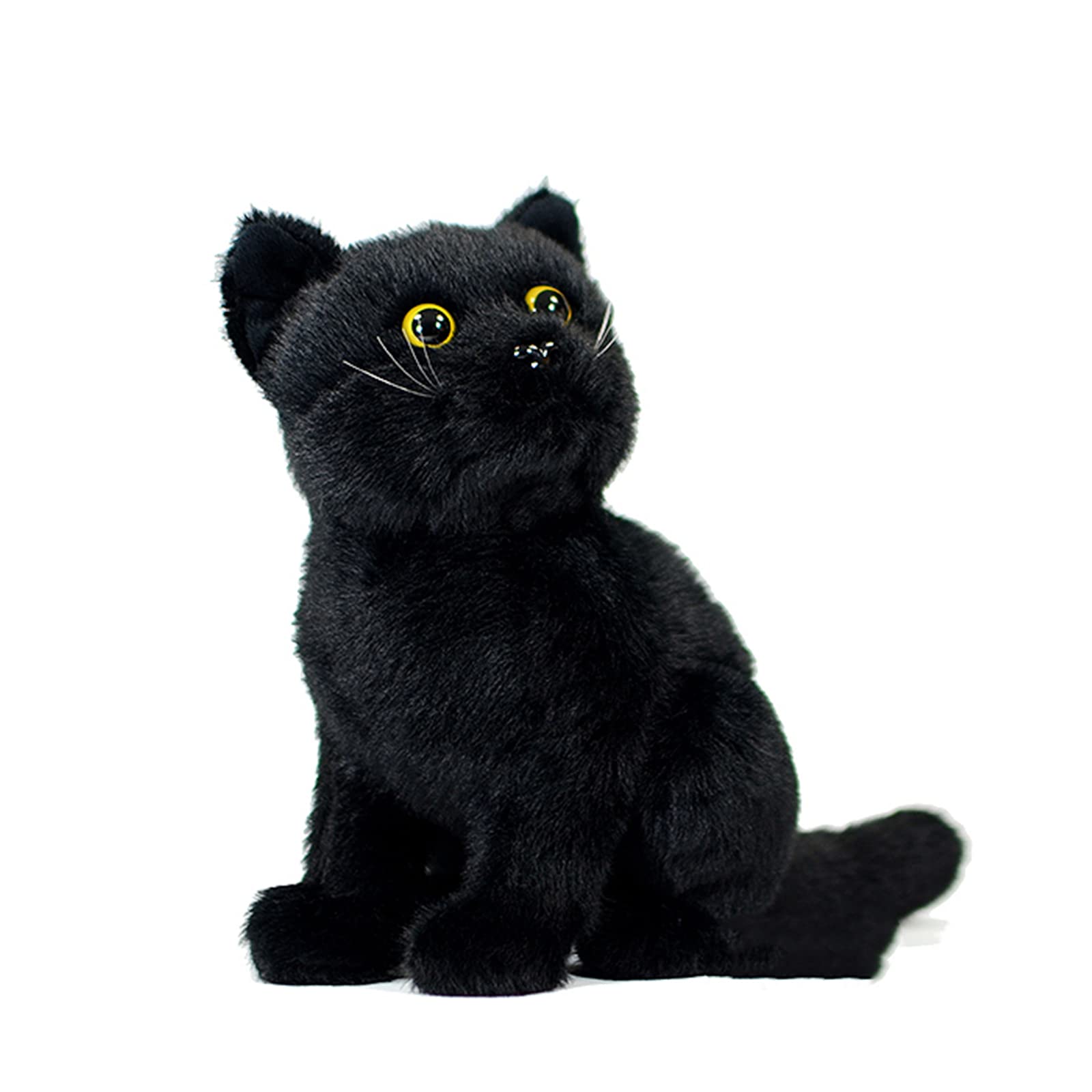 Tiny Heart black cat Plush Toy Stuffed Animal Realistic black cat Kitty Plush Toy Lovely Cute Soft Gifts for Kids Bedtime Companion Plushie Collection Interactive Play 12” A2