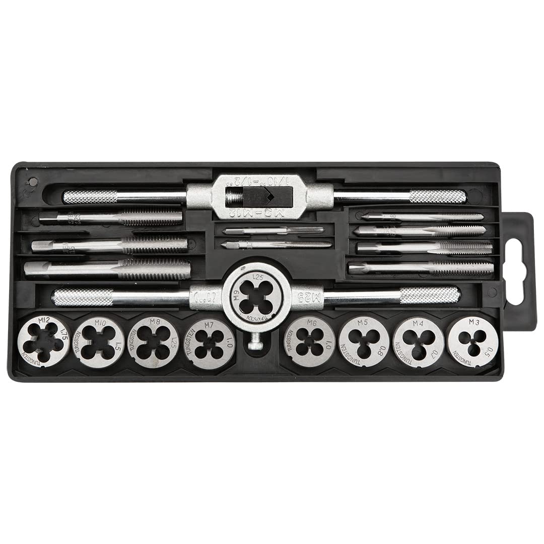 Series Tap and Die consisting of: 9 Male, 9 Dies, portamaschi, PORTAFILIERE. Dimensions Ø m3-m4-m5-m6-m7-m8-m9-m10-m12.