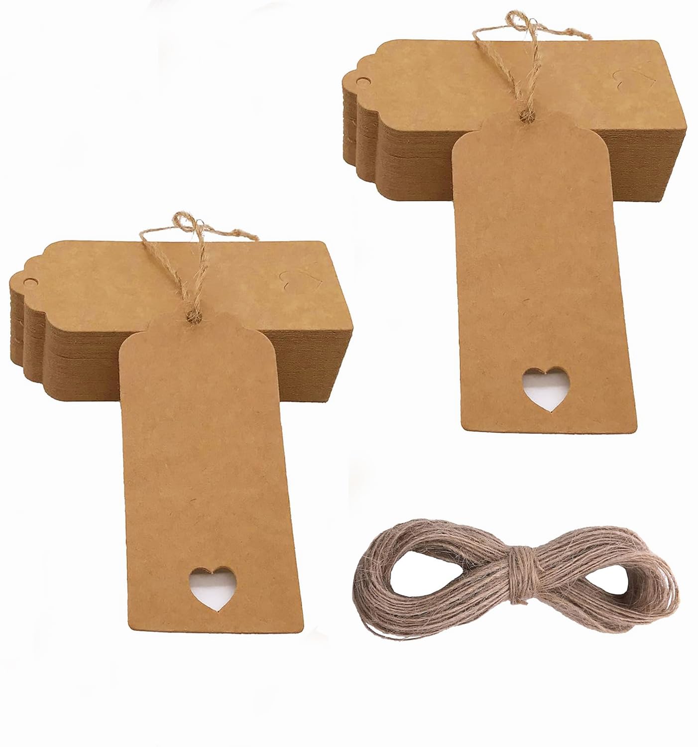 100 pcs Gift Tags Christmas Tree Tags Kraft Paper Hanging Ornament Gift Tags Parcel Tags Luggage Label String Pendant Decal, Brown