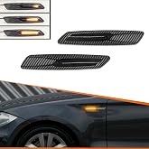 ADIIL Carbon Fiber Smoked Lens Front Fender Sequential Amber LED Turn Signal Lamp Side Marker Light Assembly For BMW 1 3 5 Series E82 E88 E90 E91 E92 E93 E60 E61