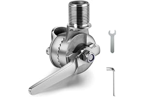RedSnake Yacht Ship RV Marine VHF Antenna Mounts, Ratchet Rail Mount Pipe clamp, 316 Stainless Steel Adjustable Base Mount for Boat