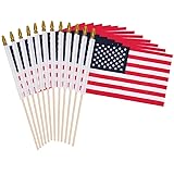 12 Pack Small American Flags on Stick Small US