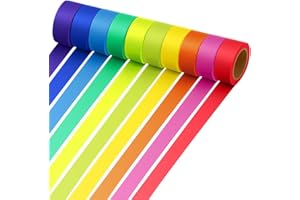Piokio Colored Washi Tape 10 Roll Multi Pack - 164 Feet x 0.6 inch Wide Set Rainbow Solid Color Tape for Egg Decorating, DIY School Supplies, Decorative Tape, Masking Tape