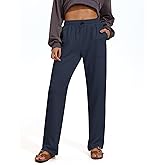 PINSPARK Womens Straight Leg Sweatpants Casual Athletic Workout Pants Stretch Soft Lounge Pants with Pockets