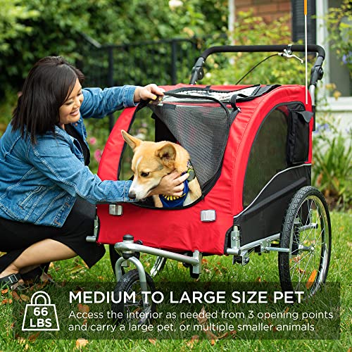 Best Choice Products 2in1 Dog Bike Trailer, Pet Stroller Bicycle Carrier w/Hitch, Suspension