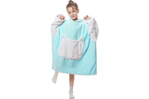 Aemilas Wearable Blanket Hoodie for Kids 6-12 Comfort Oversized Hoodies Blanket Sweatshirt Birthday Gifts, One Size Fits All