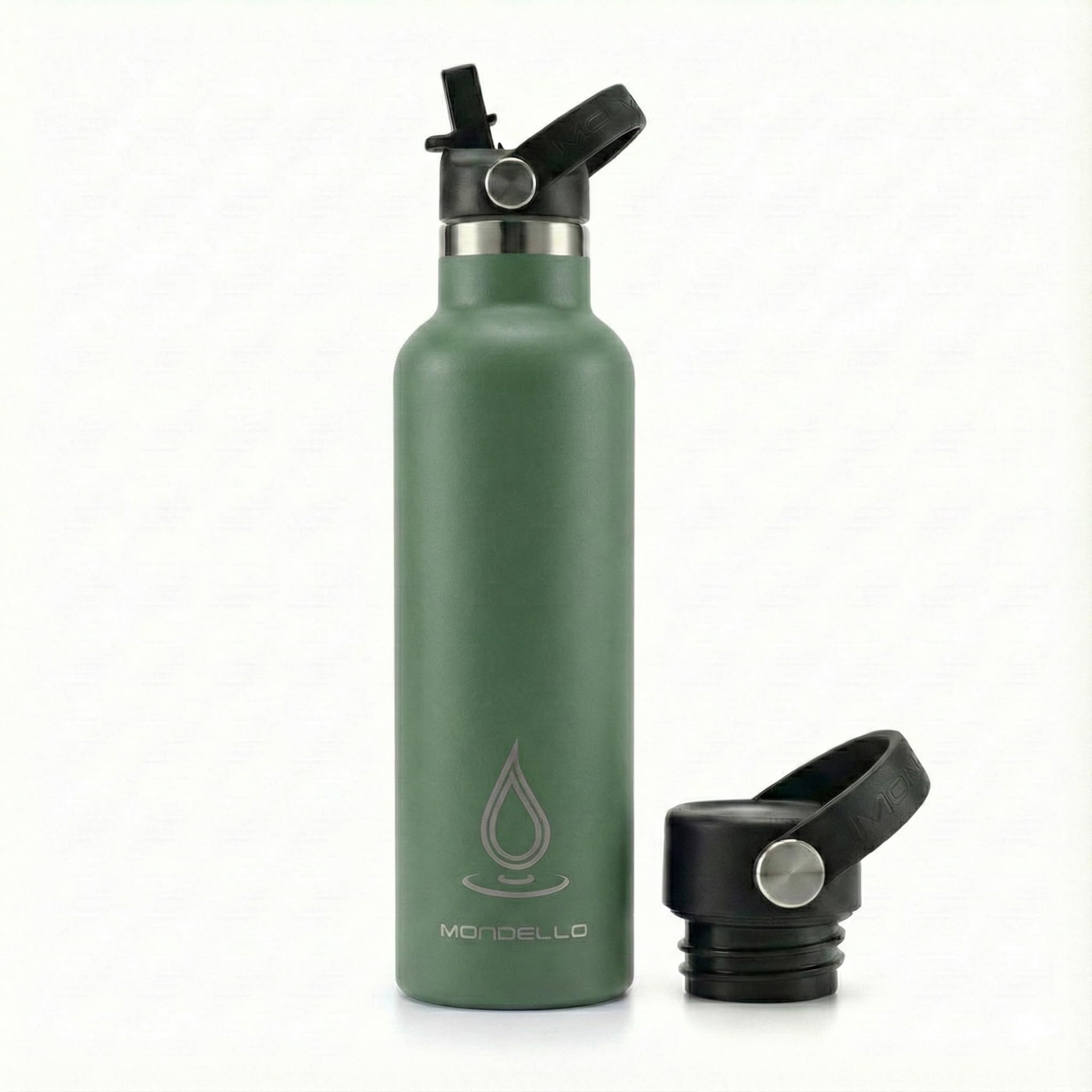 Mondello Insulated Stainless Steel Water Bottle with Straw & Strap (Green, 750ml) – Double Wall Vacuum Flask, Leakproof BPA-Free Drinks Bottle for Hot & Cold