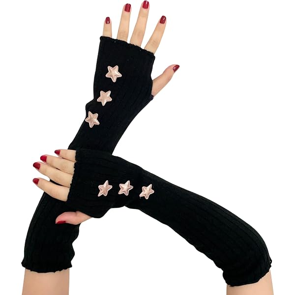 Gants Déchirés Sans Doigts Noir Et Gris - Style Gothique Punk, Manches Longues (environ 39 Cm)