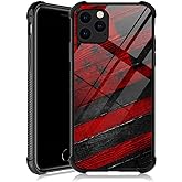 DJSOK Compatible with Case for iPhone 13, Black red Wood Grain American Flag iPhone 13 Cases for Men Women Fans,Design Pattern Back Bumper Anti Scratch Reinforced Corners Soft TPU Caver, 6.1in