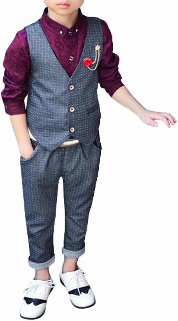 GUOCU Jungen Anzug Set - Weste & Kurze Hose Für Hochzeit & Feste