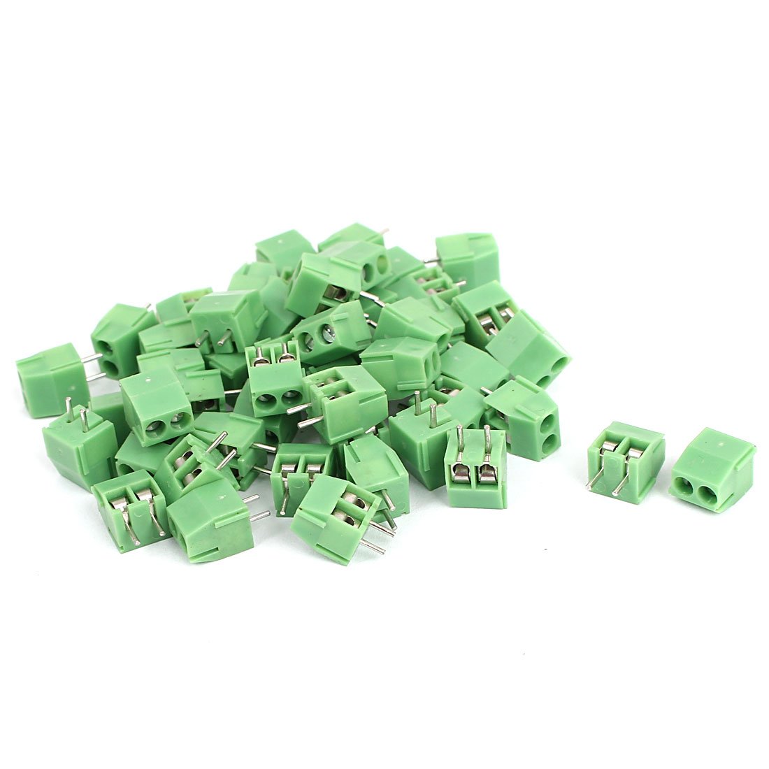sourcing map 50 Pcs 2 Pin Screw Terminal Block 3.5mm Pitch Panel PCB Mount Green