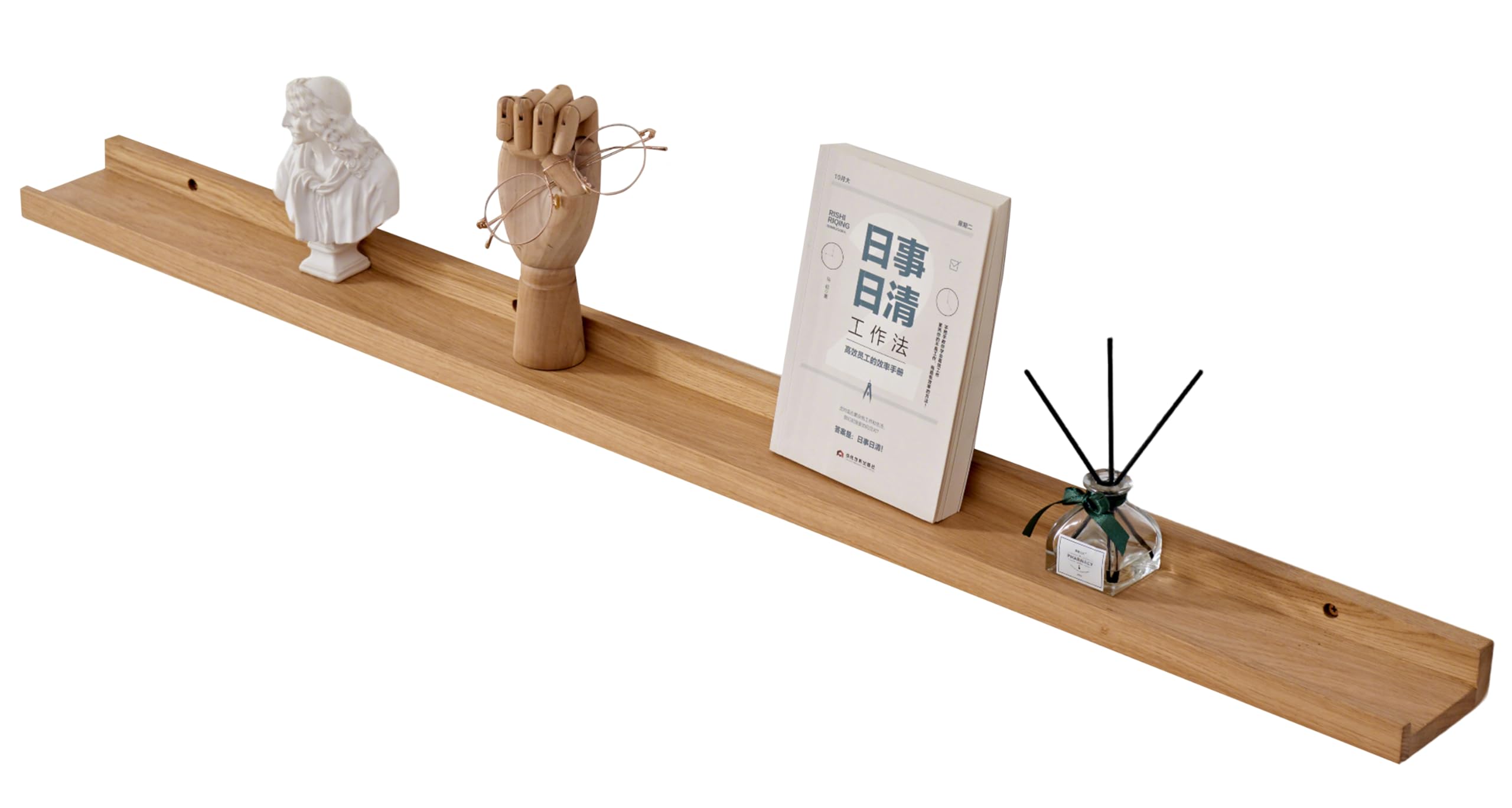 Gieanoo Floating Shelf, 120cm Solid Oak Wood Rustic Shelves Wall mounted Picture Ledge Shelves with lip radiator shelf Display Shelving For Living Room, Kitchen, Bedroom — image 1