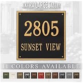 Whitehall Personalized Cast Metal Address plaque - Large Square Plaque. Made in the USA. Display your address and street name.