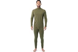 Fruit of the Loom Men's Sueded Jersey Mock Neck Thermal Underwear Base Layer Set