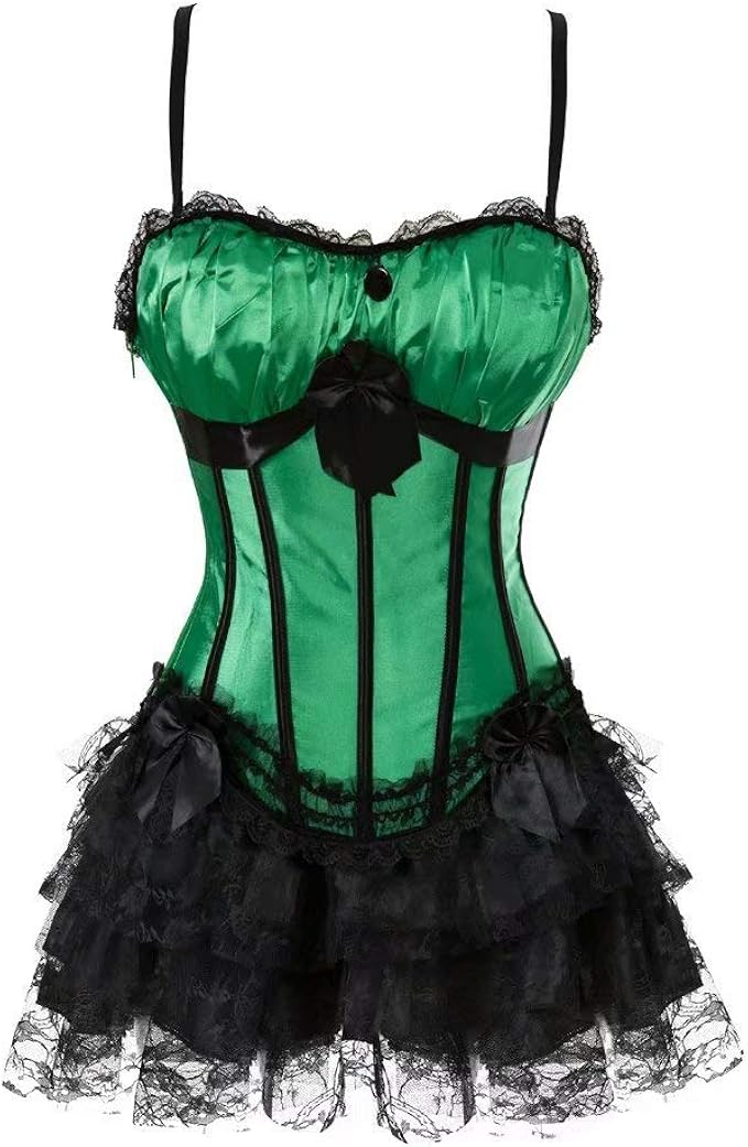 Damen Korsett Kleid Schwarz - Vintage Corsage Mit Spitze Für Cosplay & Besondere Anlässe