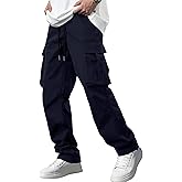 Comdecevis Men's Casual Cargo Pants Workout Joggers Stretch Sweatpants Hiking Drawstring Tactical Pants with Multi Pockets